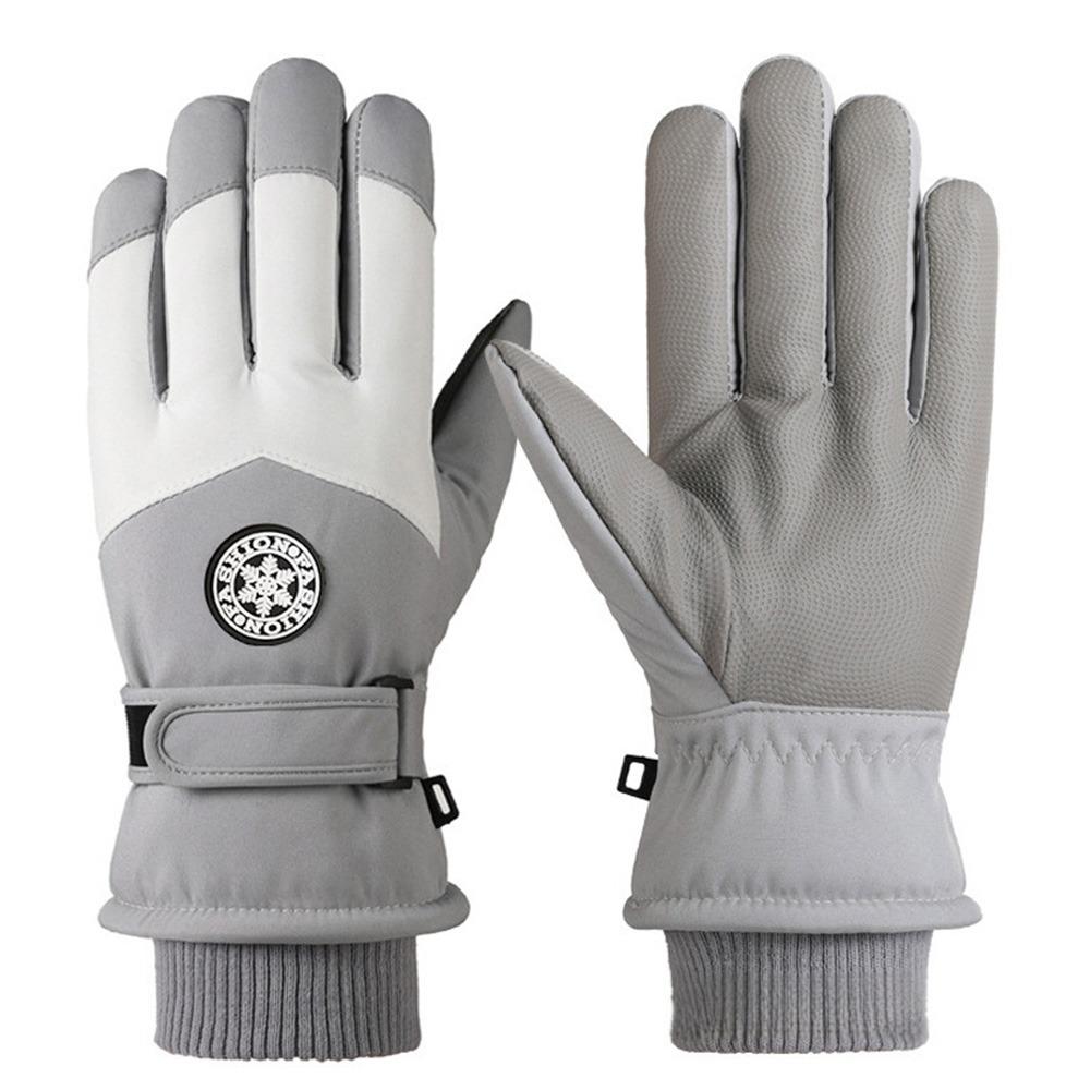 PU Leather Winter Cycling Gloves Fleece Lining Non-Slip Gloves Waterproof Gloves For Women Man