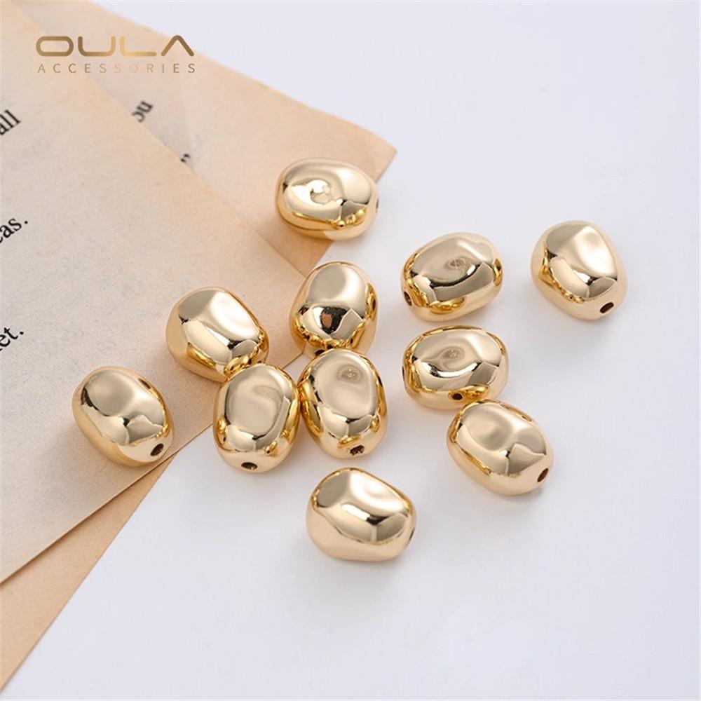 14K Gold-plated Bead Toothpick Beads, Irregular-shaped Pearls, Baroque-shaped Through-hole Beads, Irregular Stone Beads Diy