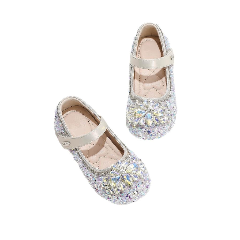 Girls' Crystal Princess Shoes Spring and Autumn New Children's Shoes Single Shoes Soft Sole Baby Girl Performance Little Leather Shoes