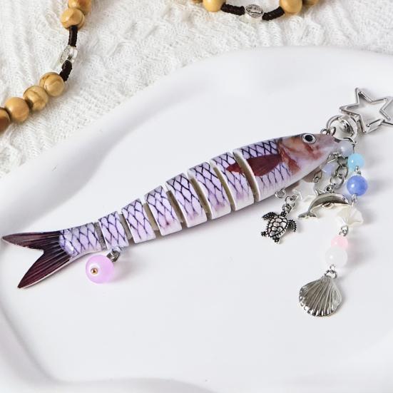 Рыболовная приманка Брелок Подвеска Бусины Ракушка Морская звезда Кисточка 8-секционный Брелок для ключей в виде рыбы