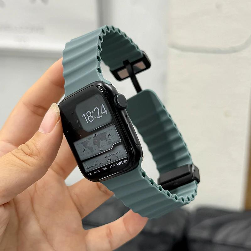 Ocean Strap for Apple Watch 10 9 8 7 Ultra Band 46mm 45mm 49mm 44mm 41/42mm Silicone Magnetic Sport Bracelet iWatch Series se 6