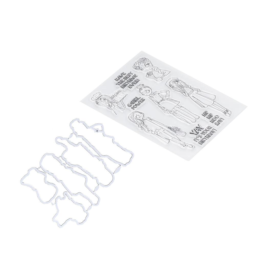 Clear Stamp Kit Unique Shape Decorative Transparent Template Embossing Cutting Die Set for DIY Scrapbook Crafts