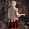 Creepy Halloween Zombie Costume Red Plaid Bloody Dress NPC Zombie Cosplay Costume  Themed Party