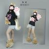 Plush Fox Ear Headband Tail Set Anime Cosplay Costume - Handmade Kitsune Accessories In Pink White Light Camel