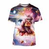 3D Cute Pizza Cat Graphic T Shirts Y2k Funny Women's Clothing Female Animal Print Summer Fashion Tops Girls Causal Pretty Tees