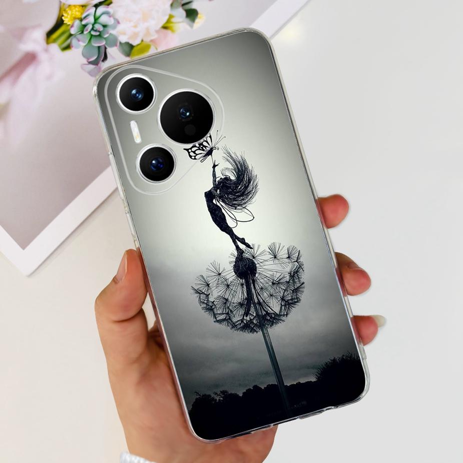 Чехол для Huawei Pura 70 Милый мультяшный расписной чехол Прозрачный силиконовый чехол для телефона Для Huawei Pura 70 Pro Plus Pura70 Pro + Мягкий чехол