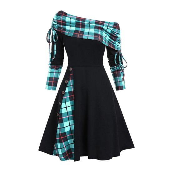 Красивое осеннее платье с длинными рукавами, теплое женское платье средней длины с ремешком