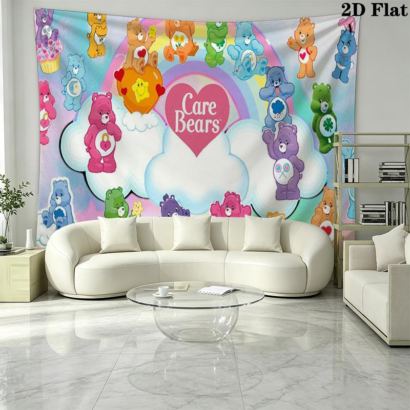 CARE BEARS Wall Tapestry Aesthetic Wall Hanging Printed Fabric Blanket Decorative Tapestries for Bedroom Living Room Home Decor