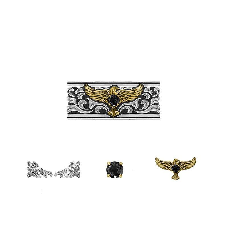 New Eagle Ring Men's Trendy Niche Boys Single Middle Finger Ring Opening Adjustable