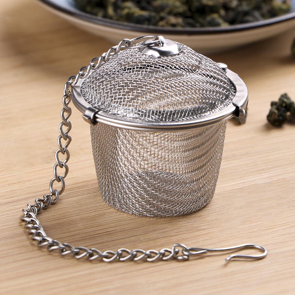 Фильтр для чая с замком для чайника, многофункциональный сетчатый травяной шарик из нержавеющей стали, шарик для приправ, ситечко для чая и специй, диаметр 4,5 см, многоразовое использование