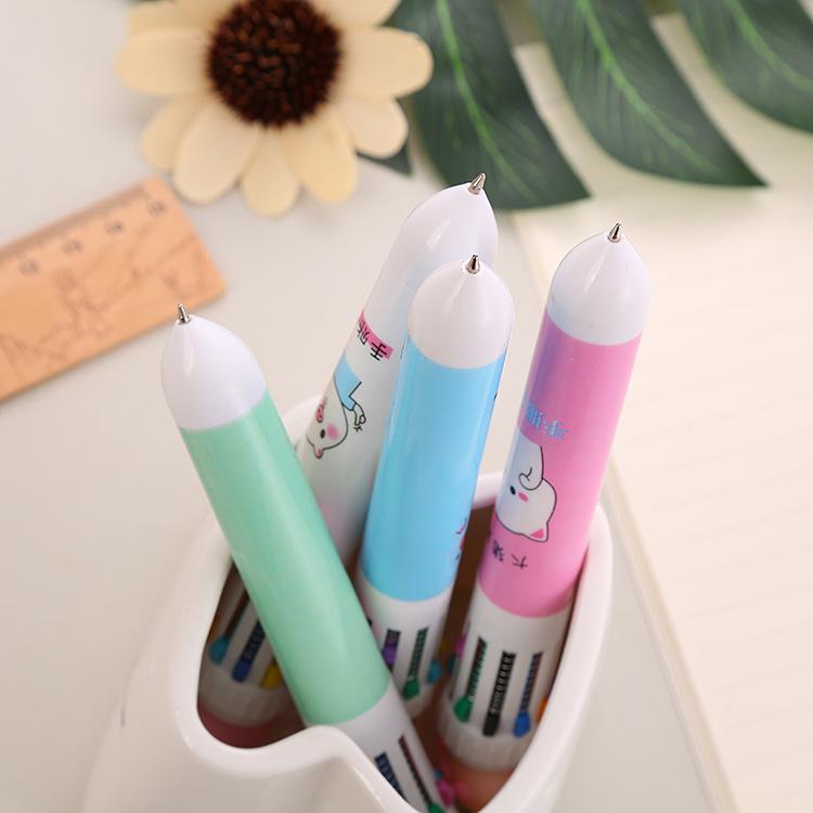 Cartoon Multi-Color Ballpoint Pen - 10 Colors for Cute Graffiti and Art, Ideal for Students