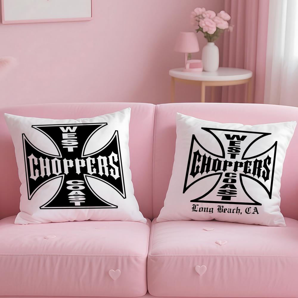 Stylish Wwcc West Coast Choppersiou Cushion Cover Soft EasyWash Pillow Case Versatile for Couch Bed Travel and Office