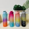 750ml Portable Water Bottle Motivational Sports Water Bottle With Time Marker Gradient Color Matte Leak-Proof Cup For Outdoor