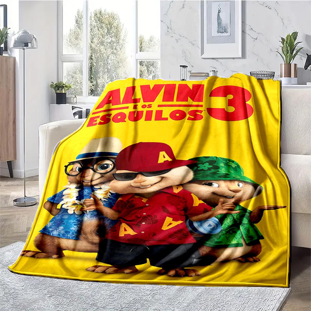 Alvin and the Chipmunks Theme Printed Blanket - Perfect for Couch, Bed, Travel & Outdoor Use | Machine Washable, Cozy & Durable.