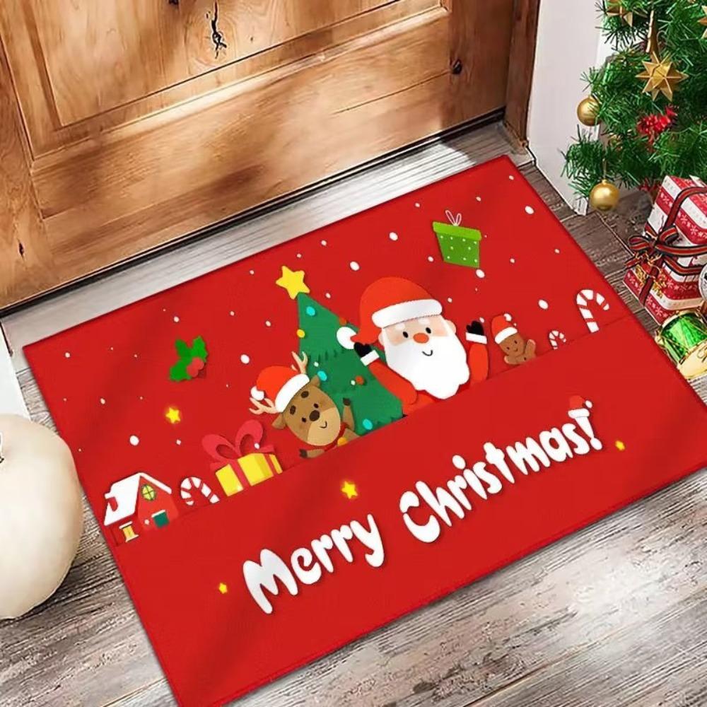 Crystal velvet Christmas Mat Santa Claus Floor Mat New Xmas Doormat  Bedroom