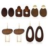 2023 European & American Retro Geometric Wood Drop Earrings - Hollow Bohemian Style for Women