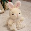 Cute Sitting Posture Rabbit Sweater Lace Skirt Simulated Pearl Decor Plush Doll For Child Bedroom Decor