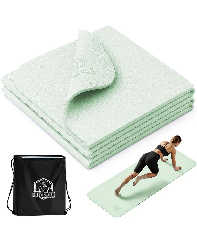 Складной коврик для йоги HAPBEAR, легкий, компактный, нескользящий, удобный, для йоги, пилатеса и растяжки дома, с сумкой для хранения.