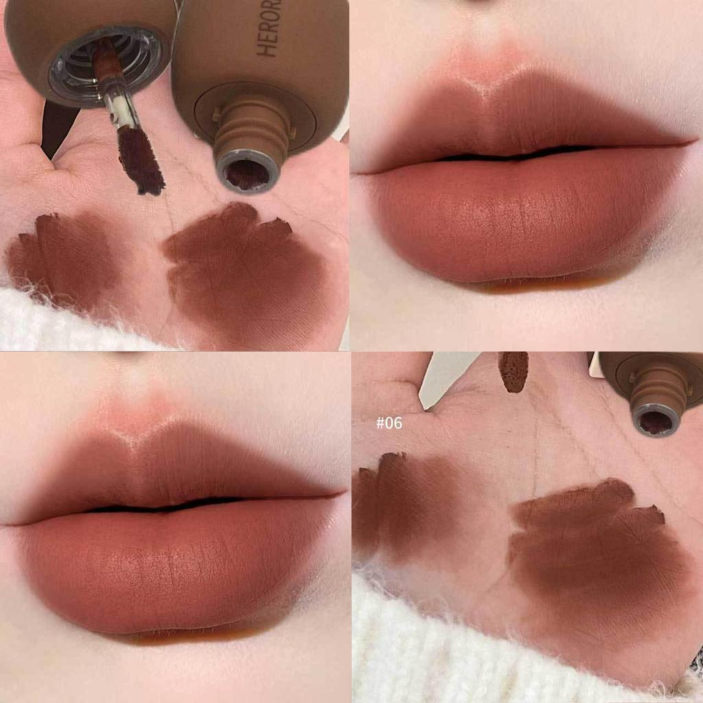 HERORANGE Silk Mist: Color-Locking Matte Lip Mud - Non-Stick, Whitening Lipstick for Cross-Border Makeup