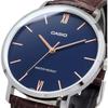 Casio Мужские кварцевые часы Синий Коричневый кожаный Mtp Vt01l 2b