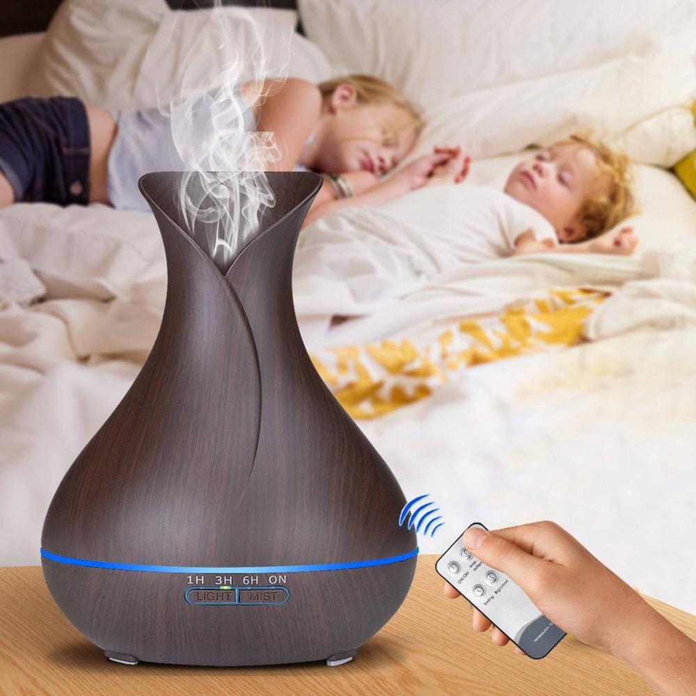 Ароматерапия Humificador Масляный диффузор Ультразвуковой туманообразователь Fogger со светодиодной лампой Увлажнитель воздуха с ароматом древесины Humificadores