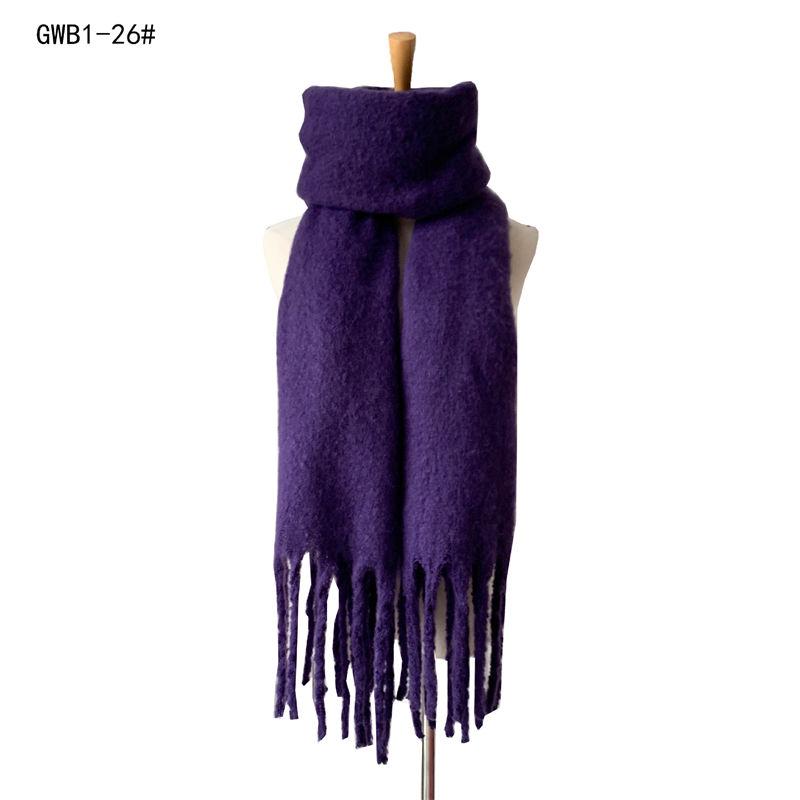 Thickened Men's Solid Color Thick Tassel Warm Circle Sand Scarf Women's Shawl Keep