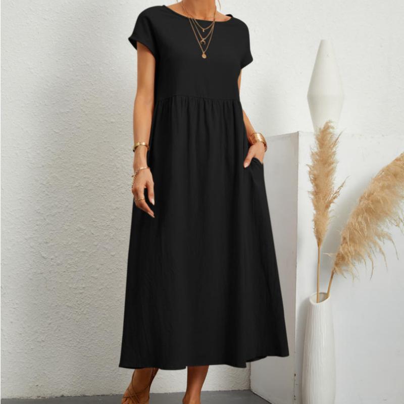 Новинка 2022 года, однотонная юбка без рукавов, свободное хлопково-льняное платье, платье со вставками и карманами