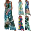 Womens Overalls Casual Print Wide Leg Jumpsuits Bib Rompers Sleeveless Straps With Pockets Outfits