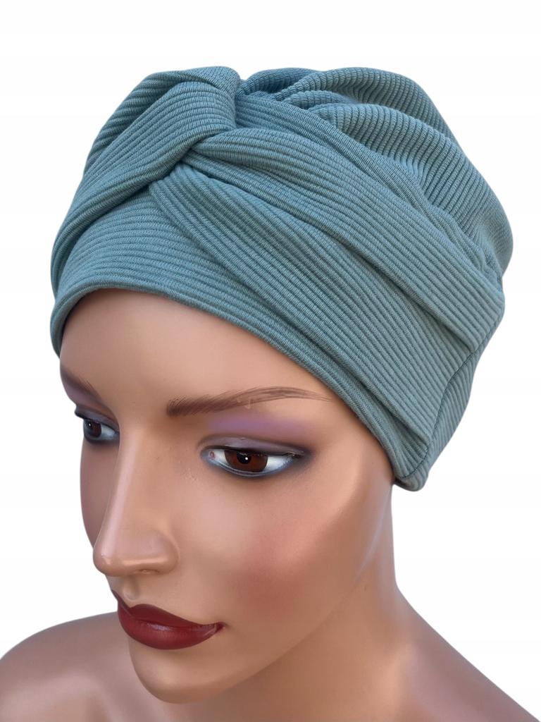 Turban Damski Sara Aqumarine Czapka Z Bawełny Także Po Chemioterapii
