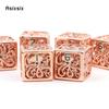6 Pcs Light Red Squid Metal Dice Hollow Metal Polyhedral Dice Set Suitable for Role-Playing RPG  Board Game Card Game