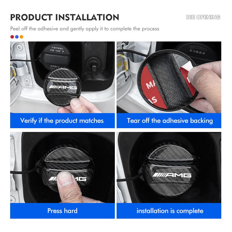 ZQE1  Carbon Fiber Car Fuel Tank Cap Oil Cover Decoration Accessories For Mercedes Benz AMG A B C E S G Class W201 W210 W108 W205 W203