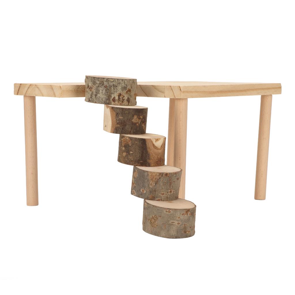 Hamster Climb Platform Decorative Wooden Small Pet Playing Activity Playground with Round Ladder