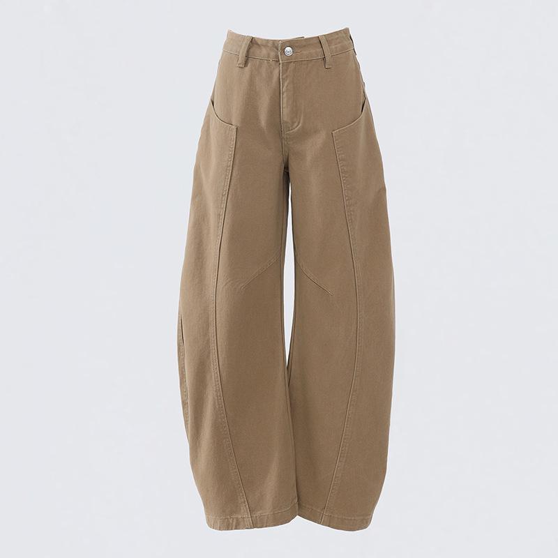 Женские джинсы American Khaki Wide-Leg High Waist Jeans - весна-лето 2025 года, утягивающие, свободный крой