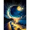 Diy Full Round Diamond Painting Landscape Moon Embroidery Cross Stitch Gift Home Decoration 30x40cm/12x16inch
