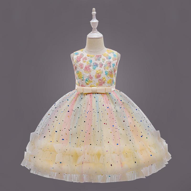 Платье для маленьких девочек, милое красочное летнее платье с принтом в виде сердца, летнее платье в стиле вестерн, детское платье принцессы