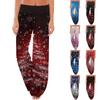 Женские удобные пижамные брюки с рождественским принтом, широкие брюки на завязках