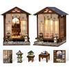 QmXCyzl Wooden DIY Dollhouse Kit, Miniature 3D Bookstand, Holiday Gift, Architectural Scenario Openable Design, Japanese Style (Planet and Garden)