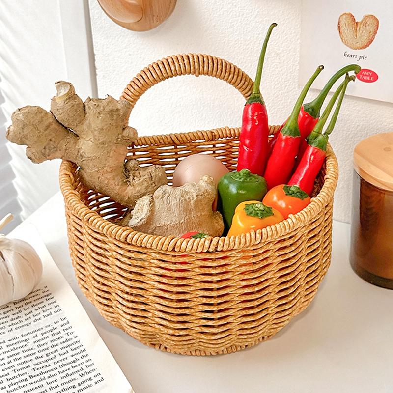 Плетеная декоративная корзина для хранения с ручками для кухни, сада и гостиной