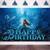 New 5 X 3.3ft The Little Black Mermaid Backdrop Photo Prop for Party Decor