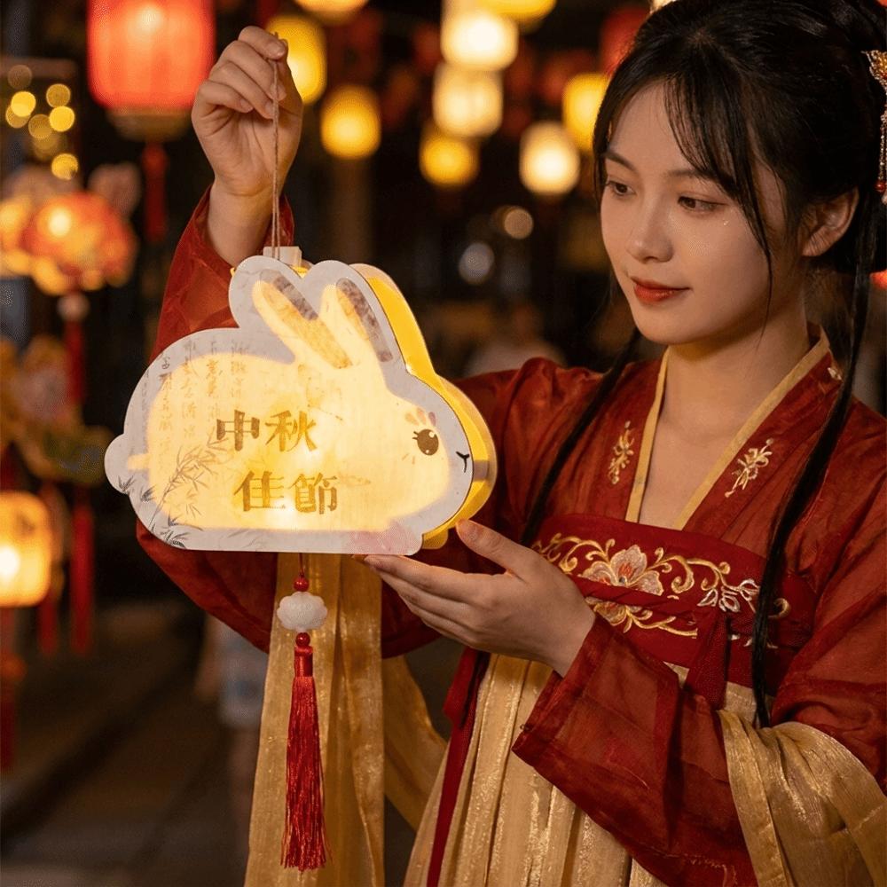 Chinese Style Children's Rabbit Lantern Cartoon Bunny Handmade Lamp Mid-Autumn Festival Lamp Gift