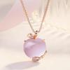 Rose Quartz Christmas Pendant Necklace - Elegant Apple Design, Non-Fading, Sweet Feminine Touch.