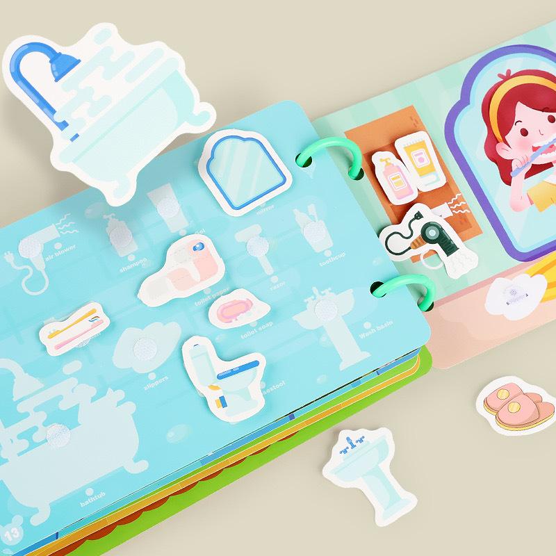 Монтессори Занятая книжка для малыша Моя первая тихая книжка Наклейки Раннее обучение Образование Детская игрушка Игра с пазлами-совпадениями для подарка малышу