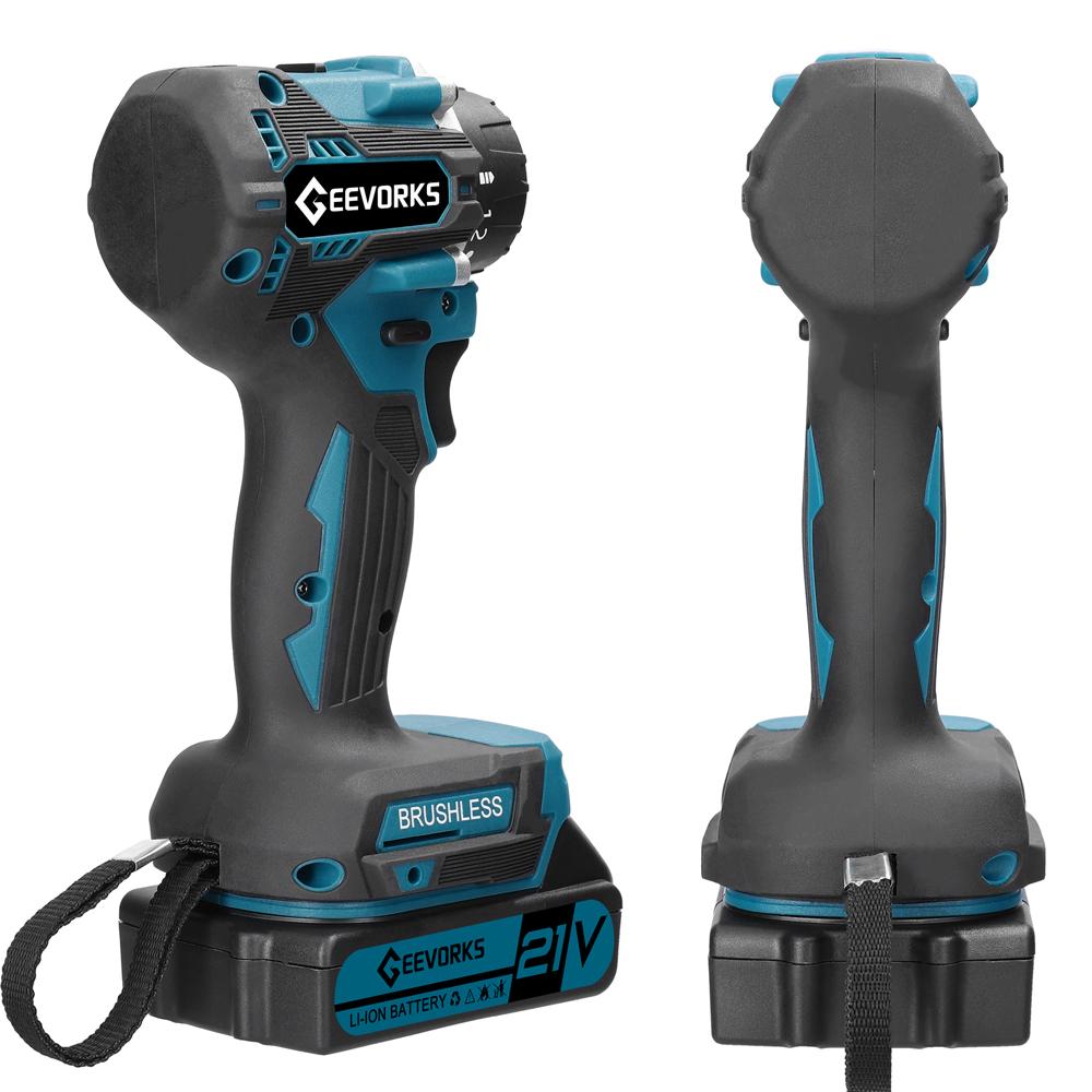 Аккумуляторная электрическая дрель Geevorks 21 В, бесщеточный двигатель, 2 скорости, режимы управления вперед и назад