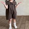 Kids' Korean Summer Jumpsuit: Large Lapel, Sleeveless, Loose Fit, for Boys & Girls, Small/Medium