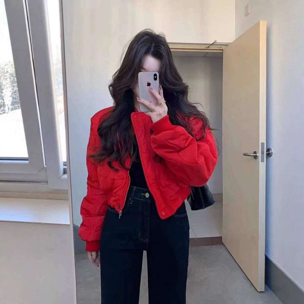 White cotton clothes women's design sense niche winter new foreign style small thickened short jacket diamond grid