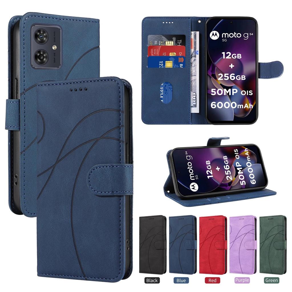 G 84 54 14 Flip Magnetic Cards Solt Wallet Leather Case for Motorola Moto G84 G54 G32 G14 G73 G13 G23 G53 Curved Lines Book Kickstand Holder Cover