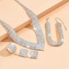 Fashion Luxury Diamond Shining Wedding Jewelry Tennis Tassel Silver studded Earrings Necklaces for Women Gift Set
