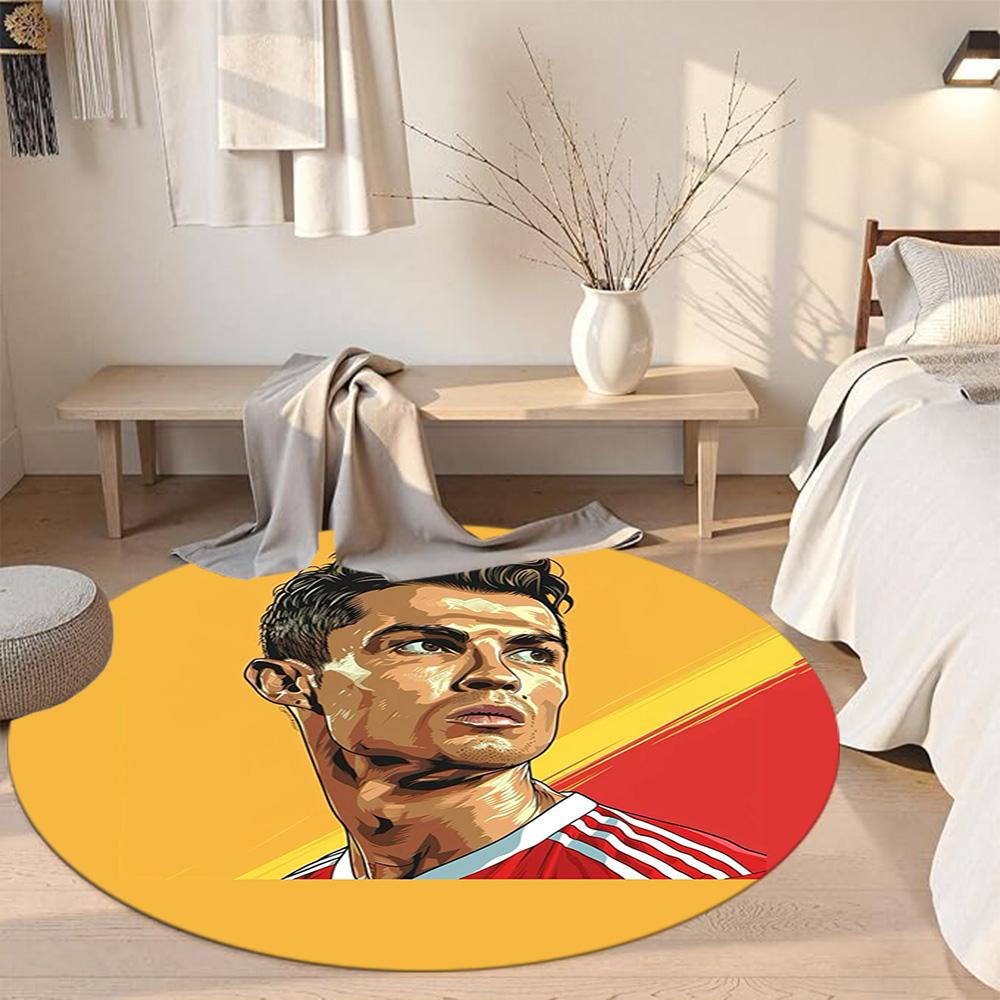Cristiano Ronaldo Round Carpet Suitable for Kitchen Dining Room Game Room Balcony Anti-slip Round Rug Office home decor