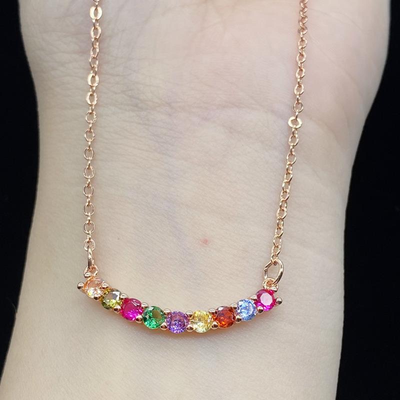BELLA BOX новая имитация семи цветов радуги из натурального турмалина с покрытием из розового золота, ожерелье для женщин