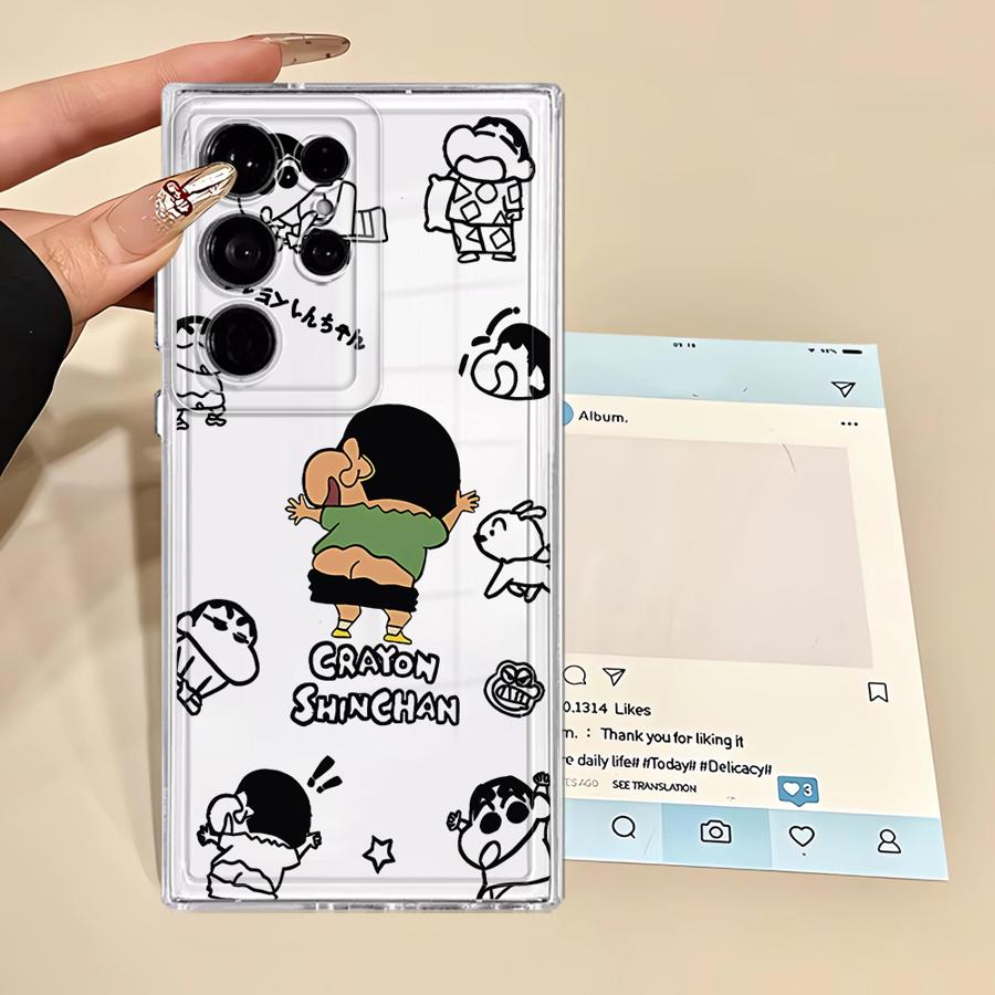 Cartoon Crayons Shinchan Phone Cover Case for Samsung Galaxy Note 20 Ultra 10 S22 FE S21 S24 S25 Edge S20 Plus S23 Ultra S26